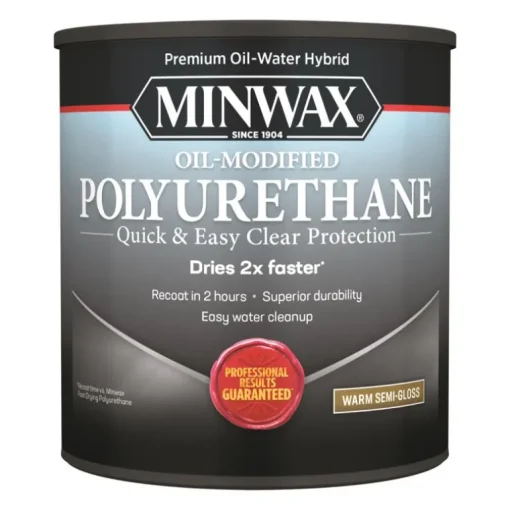 Minwax Transparent Semi-Gloss Clear Deep Base Latex Oil-Modified Polyurethane 1 qt.