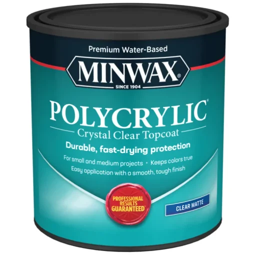 Minwax Water-Based Crystal Clear Matte Polycrylic Protective Finish 1 qt.