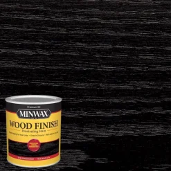 Minwax Wood Finish Semi-Transparent True Black Oil-Based Penetrating Wood Finish 1 qt