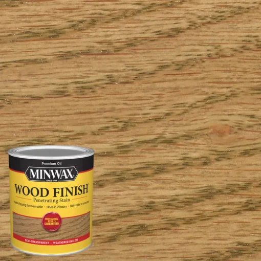 Minwax Wood Finish Semi-Transparent Weathered Oak Oil-Based Oil Wood Stain 1 Qt.