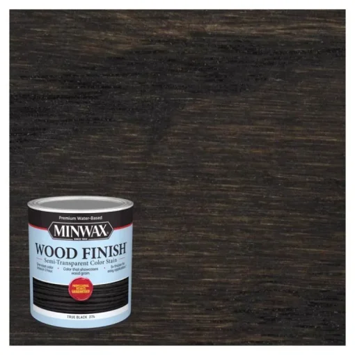 Minwax Wood Finish Water-Based Semi-Transparent True Black Water-Based Wood Stain 1 qt (Pack of 4)