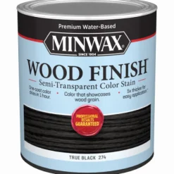 Minwax Wood Finish Water-Based Semi-Transparent True Black Water-Based Wood Stain 1 qt (Pack of 4)