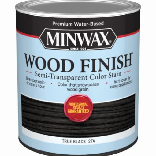 Minwax Wood Finish Water-Based Semi-Transparent True Black Water-Based Wood Stain 1 qt (Pack of 4)