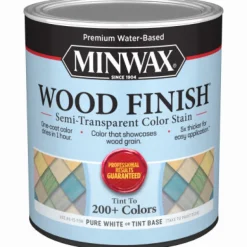 Minwax Wood Finish Water-Based Semi-Transparent Pure White Tint Base Water-Based Wood Stain 1 qt (Pack of 4)