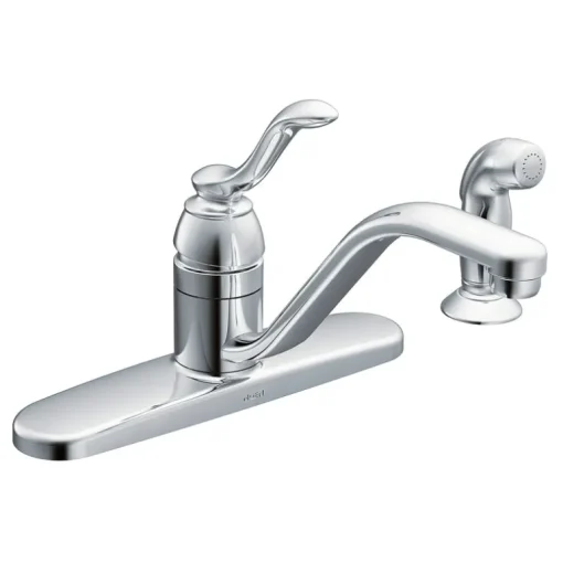 Moen Classic One Handle Chrome Kitchen Faucet Side Sprayer Included