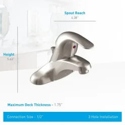 Moen Adler Brushed Nickel Contemporary Bathroom Faucet 4 in.