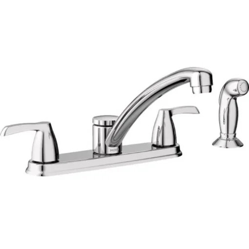 Moen Adler Two Handle Chrome Kitchen Faucet Side Sprayer Included