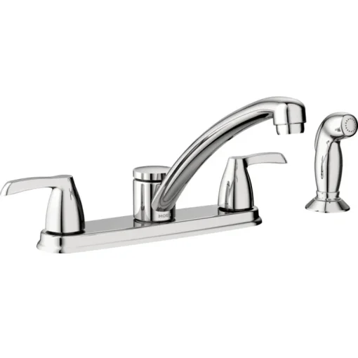Moen Adler Two Handle Chrome Kitchen Faucet Side Sprayer Included