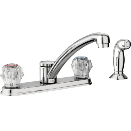 Moen Adler Two Handle Chrome Kitchen Faucet Side Sprayer Included