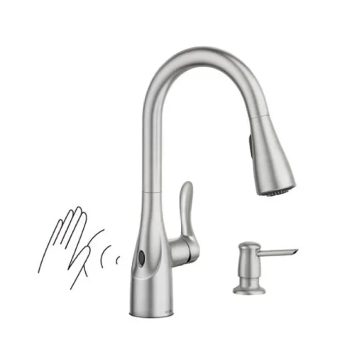 Moen Arlo One Handle Stainless Steel Motion Sensing Pull-Down Kitchen Faucet