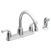 Moen Banbury Two Handle Chrome Kitchen Faucet Side Sprayer Included