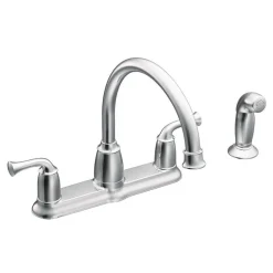 Moen Banbury Two Handle Chrome Kitchen Faucet Side Sprayer Included