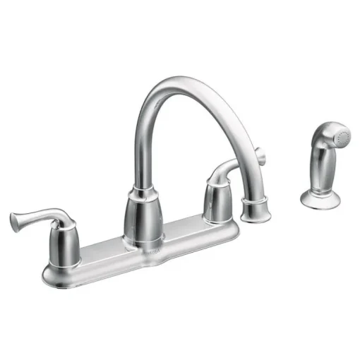 Moen Banbury Two Handle Chrome Kitchen Faucet Side Sprayer Included