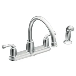 Moen Banbury Two Handle Chrome Kitchen Faucet Side Sprayer Included