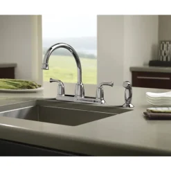 Moen Banbury Two Handle Chrome Kitchen Faucet Side Sprayer Included