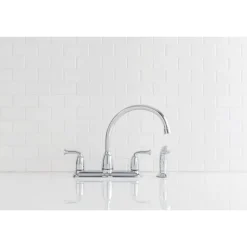 Moen Banbury Two Handle Chrome Kitchen Faucet Side Sprayer Included