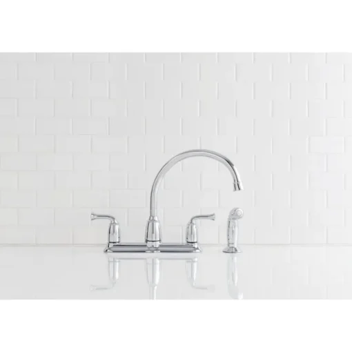 Moen Banbury Two Handle Chrome Kitchen Faucet Side Sprayer Included