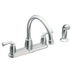 Moen Banbury Two Handle Chrome Kitchen Faucet Side Sprayer Included