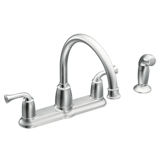Moen Banbury Two Handle Chrome Kitchen Faucet Side Sprayer Included