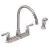 Moen Banbury Two Handle Stainless Steel Kitchen Faucet Side Sprayer Included