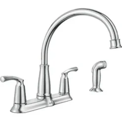Moen Bexley Two Handle Chrome Kitchen Faucet Side Sprayer Included