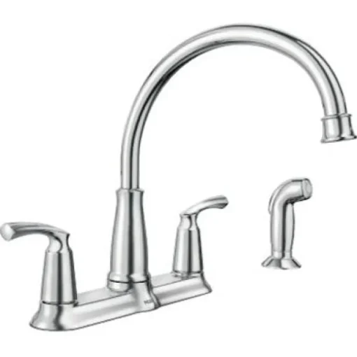 Moen Bexley Two Handle Chrome Kitchen Faucet Side Sprayer Included
