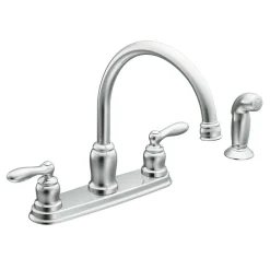 Moen Caldwell Two Handle Chrome Kitchen Faucet Side Sprayer Included