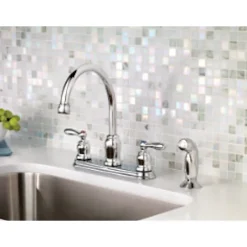 Moen Caldwell Two Handle Chrome Kitchen Faucet Side Sprayer Included