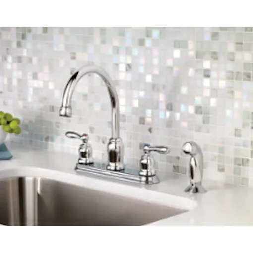 Moen Caldwell Two Handle Chrome Kitchen Faucet Side Sprayer Included