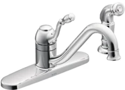 Moen Lindley One Handle Chrome Kitchen Faucet Side Sprayer Included