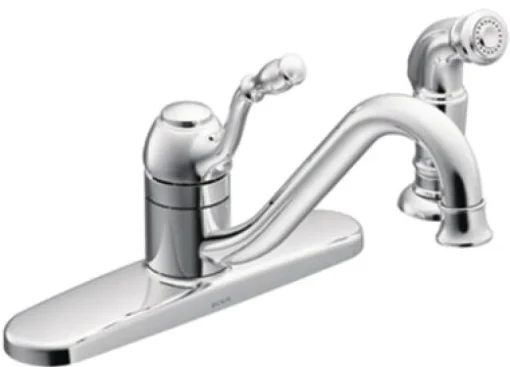 Moen Lindley One Handle Chrome Kitchen Faucet Side Sprayer Included