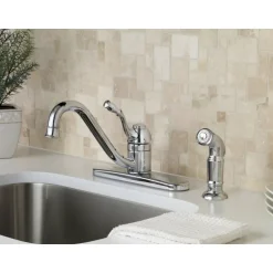 Moen Lindley One Handle Chrome Kitchen Faucet Side Sprayer Included