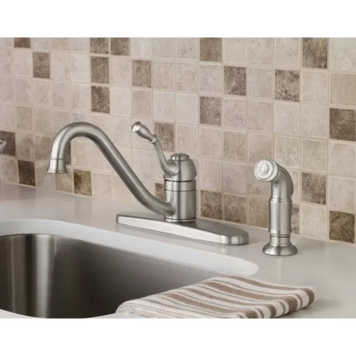 Moen Lindley One Handle Chrome Kitchen Faucet Side Sprayer Included