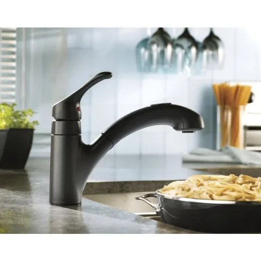 Moen Renzo One Handle Matte Black Pull-Out Kitchen Faucet