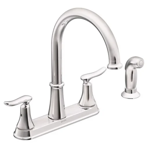Moen Solidad Two Handle Chrome Kitchen Faucet Side Sprayer Included