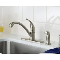 Moen Torrance One Handle Stainless Steel Kitchen Faucet Side Sprayer Included