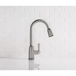 Moen Wellsley Stainless Steel 1.5 GPM Lever 1-Handle Pulldown Kitchen Faucet 10 in. Reach