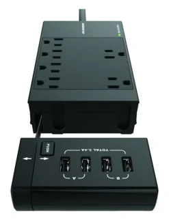 Monster 4 ft. L 6 outlets Surge Protector Black 1080 J