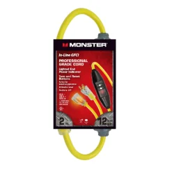 Monster Indoor or Outdoor 2 ft. L Yellow In-line GFCI Cord 12/3 SJTW