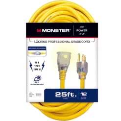 Monster Just Power It Up Outdoor 25 ft. L Yellow 12/3 SJTW Extension Cord
