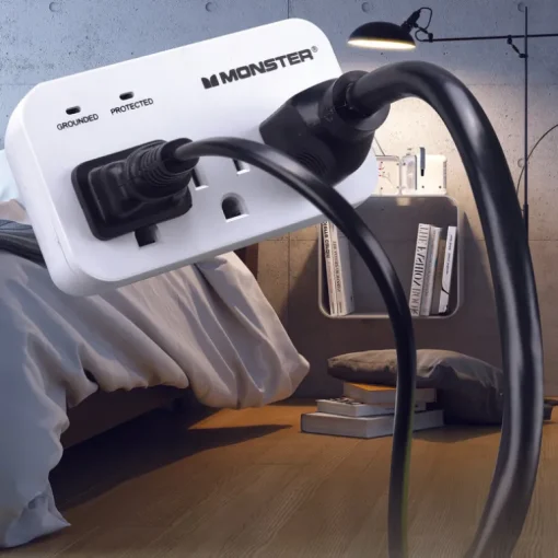 Monster Just Power It Up 0 ft. L 3 outlets Wall Tap Surge Protector White 1200 J