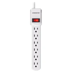 Monster Just Power It Up 6 Outlets White Power Strip, 3 ft.