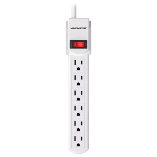 Monster Just Power It Up 6 Outlets White Power Strip, 3 ft.