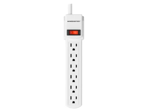 Monster Just Power It Up 6 Outlets White Power Strip, 3 ft.