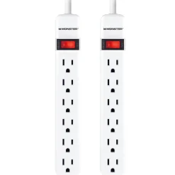 Monster Just Power It Up 2.5 ft. L 6 outlets Power Strip White
