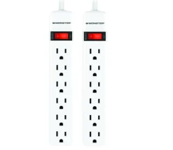 Monster Just Power It Up 2.5 ft. L 6 outlets Power Strip White