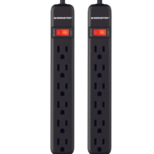 Monster Just Power It Up 2 ft. L 6 outlets Surge Protector Black 400 J
