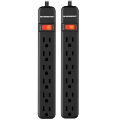 Monster Just Power It Up 2 ft. L 6 outlets Surge Protector Black 400 J