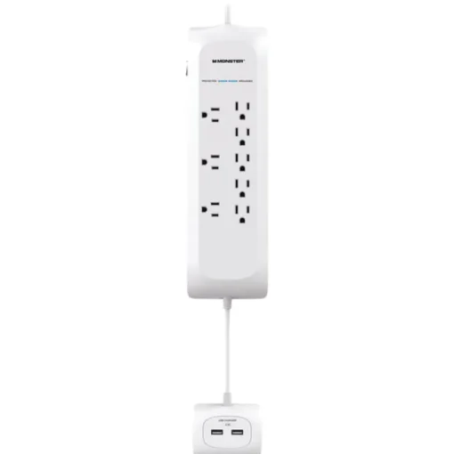 Monster Just Power It Up 4 ft. L 8 outlets Power Strip w/Surge Protection White