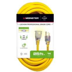 Monster Just Power It Up Outdoor 50 ft. L Yellow Extension Cord 14/3 SJTW
